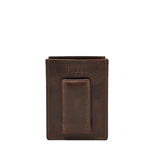 Fossil Derrick Rfid Magnetic Card Case  Wallet Dark Brown- Ml3812201