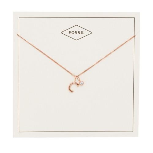 Fossil Letter C Rose Gold-tone Stainless Steel Necklace  Jewelry - Jf03036791