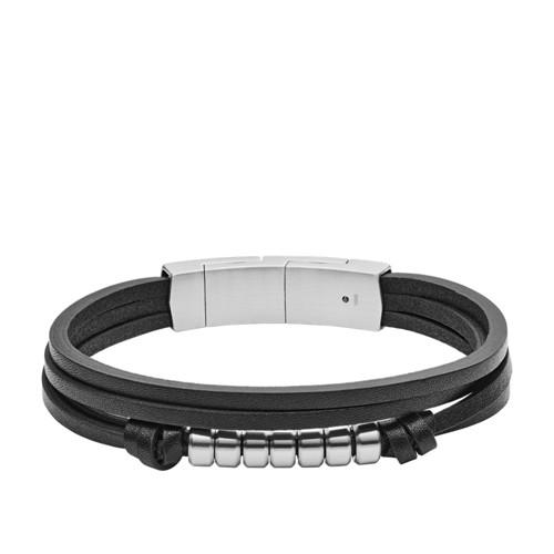 Fossil Multi-strand Black Leather Bracelet  Jewelry - Jf03001040