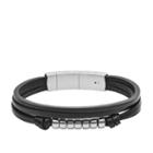 Fossil Multi-strand Black Leather Bracelet  Jewelry - Jf03001040