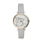 Fossil Jacqueline Three-hand Mineral Gray Leather Watch  Jewelry - Es4377