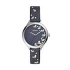 Fossil Suitor Three-hand Navy Leather Watch  Jewelry - Bq3476