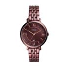 Fossil Jacqueline Three-hand Date Wine Stainless Steel Watch  Jewelry - Es4100