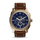 Fossil Machine Chronograph Brown Leather Watch Fs5159 Blue