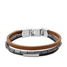 Fossil Multi-strand Black And Brown Leather Bracelet  Jewelry Silver- Jf03104040