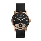 Fossil The Commuter Twist Black Leather Watch  Jewelry - Me1168
