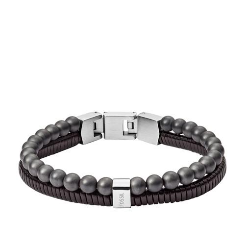 Fossil Duo Gray Hematite Bracelet  Jewelry Silver- Jf03101040