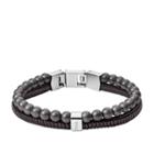Fossil Duo Gray Hematite Bracelet  Jewelry Silver- Jf03101040