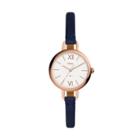 Fossil Annette Three-hand Navy Leather Watch  Jewelry - Es4359