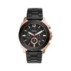Fossil Privateer Sport Chronograph Black Stainless Steel Watch  Jewelry - Bq2290