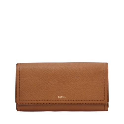 Fossil Logan Rfid Flap Clutch  Wallet Tan- Sl7833231