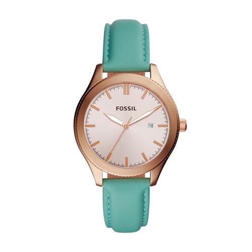 Fossil Typographer Three-hand Date Mint Polyurethane Watch  Jewelry - Bq3352