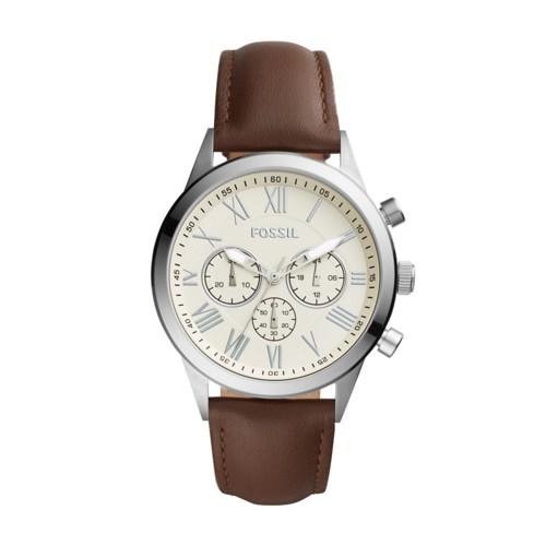 Fossil Flynn Midsize Chronograph Brown Leather Watch  Jewelry - Bq1741ie