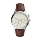 Fossil Flynn Midsize Chronograph Brown Leather Watch  Jewelry - Bq1741ie