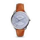 Fossil Tailor Multifunction Dark Brown Leather Watch Es3976 Silver