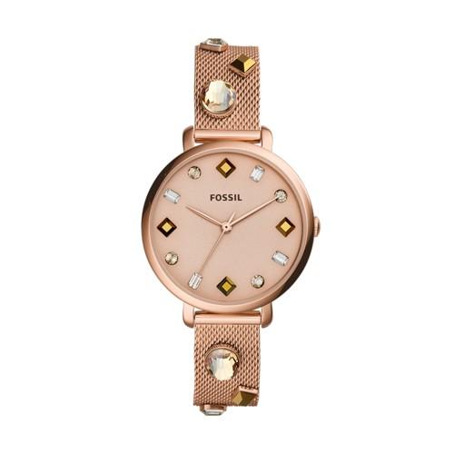 Fossil Jacqueline Three-hand Date Rose Gold-tone Stainless Steel Watch  Jewelry - Es4473