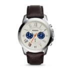Fossil Grant Chronograph Brown Leather Watch Fs5021 White