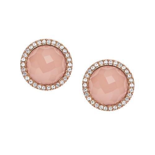 Fossil Pink Stone Rose Gold-tone Studs  Jewelry - Jf02498791