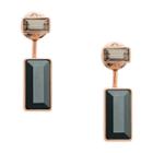 Fossil Baguette Rose Gold-tone Stainless Steel Front-back Drop Earrings  Jewelry Rose Gold- Jof00473791