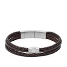 Fossil Brown Multi-strand Braided Leather Bracelet  Jewelry - Jf02934040