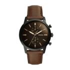 Fossil Townsman 44mm Chronograph Brown Leather Watch  Jewelry - Fs5437