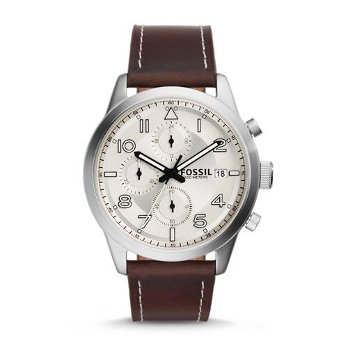 Fossil Daily Chronograph Brown Leather Watch Fs5138 Beige