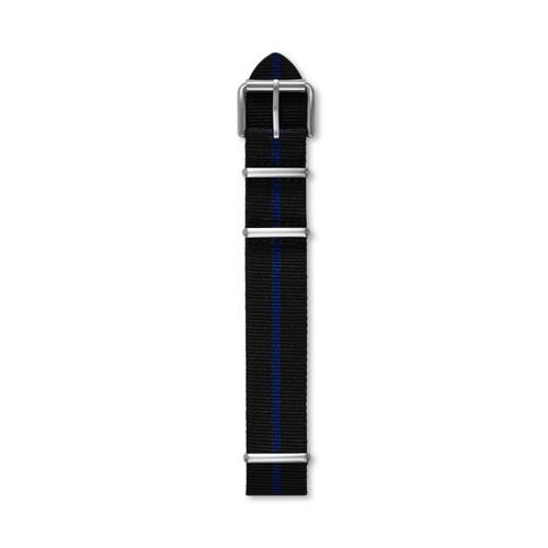 Fossil Defender 20mm Nylon Watch Strap - Black With Blue Stripe Des1027