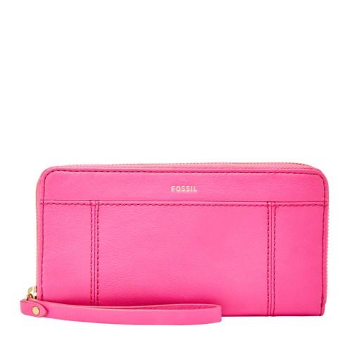 Fossil Jori Rfid Zip Clutch  Wallet Hot Pink- Swl1819694