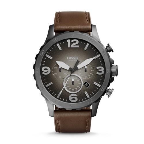 Fossil Nate Chronograph Brown Leather Watch   - Jr1424