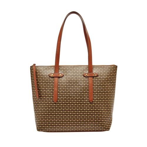 Fossil Felicity Tote  Handbag Brown Multi- Shb1993249