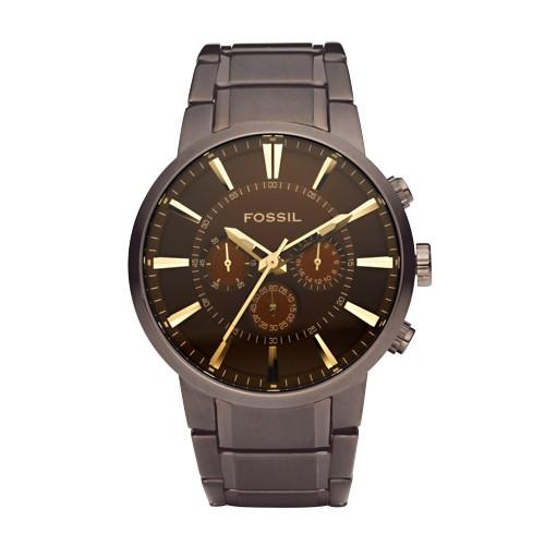Fossil Dress Chronograph Stainless Steel Watch Brown Fs4357 Brown