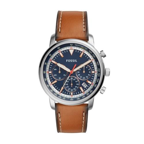 Fossil Goodwin Chronograph Light Brown Leather Watch  Jewelry - Fs5414
