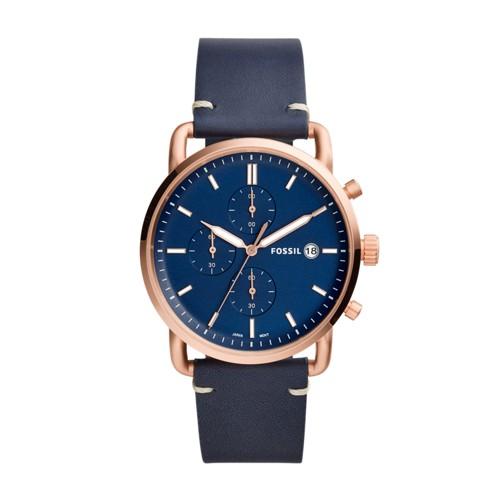 Fossil The Commuter Chronograph Navy Leather Watch  Jewelry - Fs5404