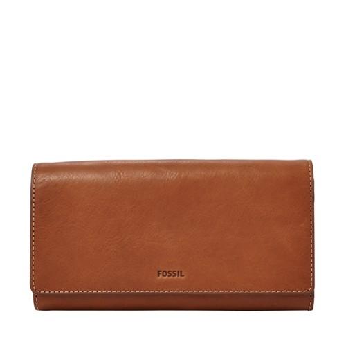 Fossil Emma Rfid Flap Clutch  Wallet Brown- Sl7155200