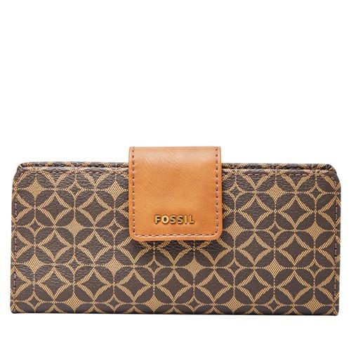 Fossil Madison Zip Clutch  Wallet Multi Brown- Swl2030249