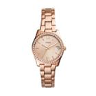 Fossil Scarlette Three-hand Date Rose Gold-tone Stainless Steel Watch  Jewelry - Es4318