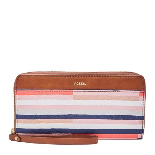 Fossil Jori Rfid Zip Clutch  Wallet Colorful Stripes- Swl2136875