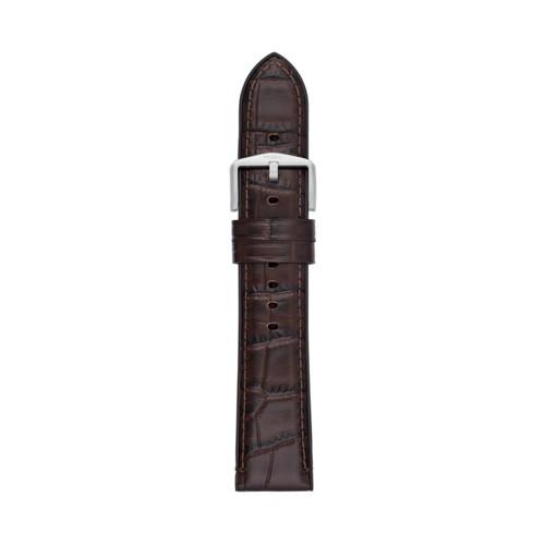Fossil 22mm Dark Brown Croco Leather And Black Silicone Watch Strap   - S221339
