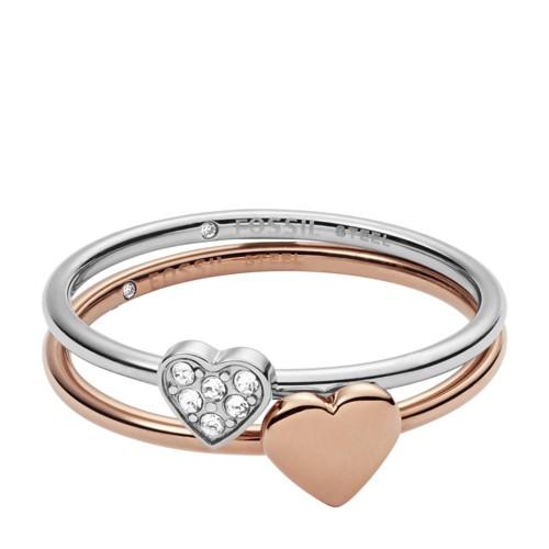 Fossil Duo Heart Two-tone Steel Rings  Jewelry - Jf028589986.5