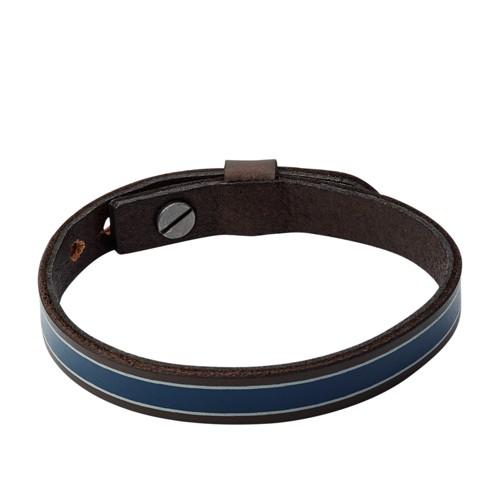 Fossil Striped Blue Leather Bracelet  Jewelry - Ja7000040