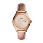 Fossil Typographer Three-hand Date Rose Gold Polyurethane Watch  Jewelry - Bq3313