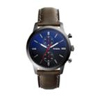 Fossil Townsman 44mm Chronograph Gray Leather Watch  Jewelry - Fs5378