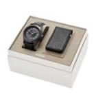 Fossil Editor Three-hand Black Leather Watch And Wallet Box Set  Jewelry - Bq2339set