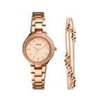 Fossil Blane Three-hand Rose Gold-tone Stainless Steel Watch And Jewelry Gift Set  Jewelry - Es4337set