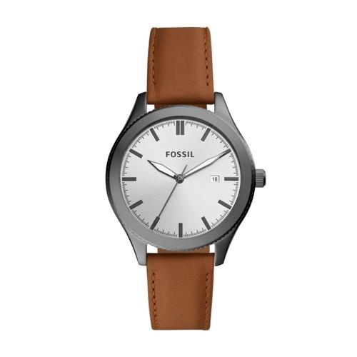 Fossil Typographer Three-hand Date Brown Leather Watch  Jewelry - Bq3345