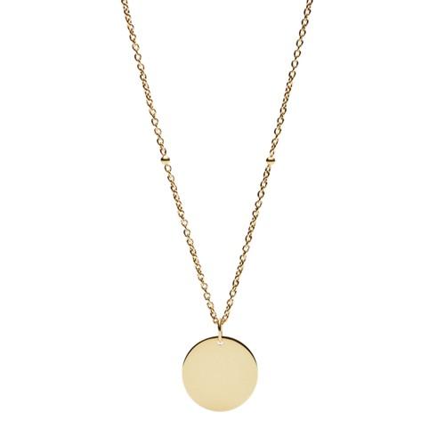 Fossil Disc Gold-tone Steel Necklace  Jewelry - Jf02968710