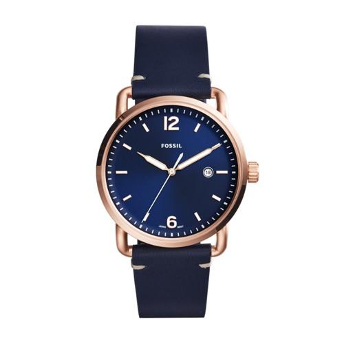 Fossil The Commuter Three-hand Date Blue Leather Watch  Jewelry - Fs5274