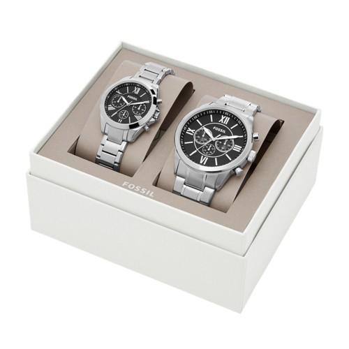 Fossil His And Her Chronograph Stainless Steel Watch Gift Set  Jewelry - Bq2146set