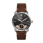 Fossil The Commuter Twist Brown Leather Watch  Jewelry - Me1165