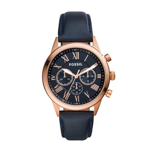 Fossil Flynn Midsize Chronograph Blue Leather Watch  Jewelry - Bq1735ie
